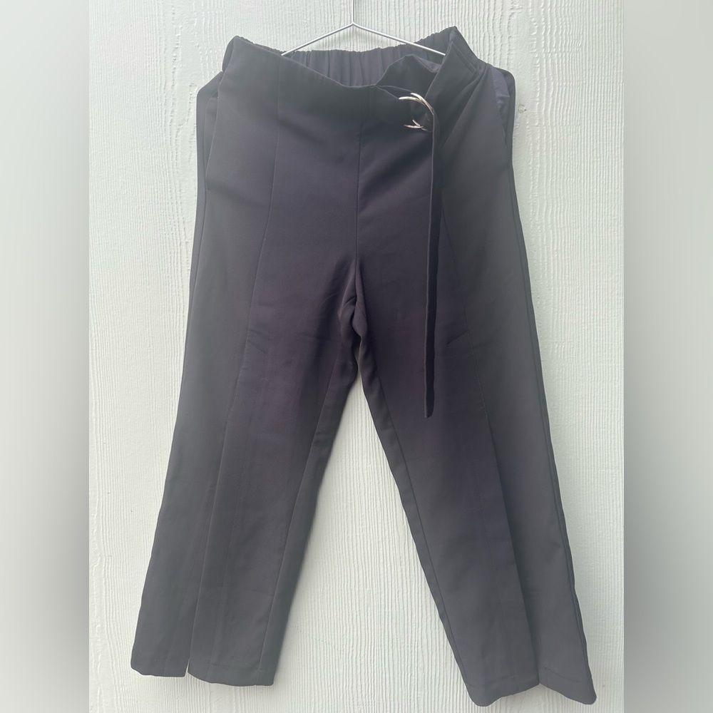 Black Dress Pants with Straight-Leg Design